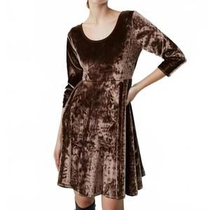 NEW TOUGH LUV studded velvet skater dress in brown